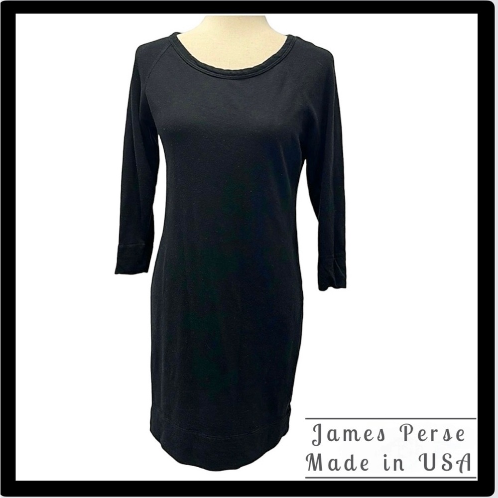 Made in USA James Perse Little Black Dress Long Sleeve Casual - Small